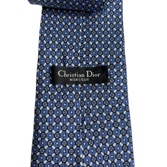 Christian Dior Printed Silk Tie Blue - Picture 2 of 2